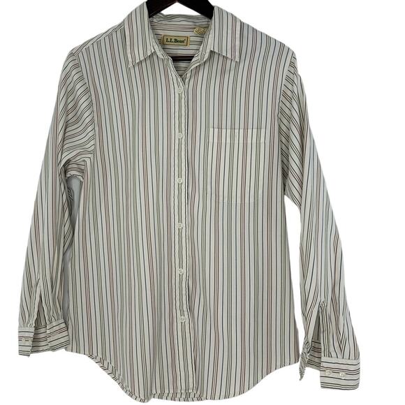 Vintage 1980s LL Bean Striped Button Up Shirt Womens Size 10 Heritage Quality - Picture 1 of 4
